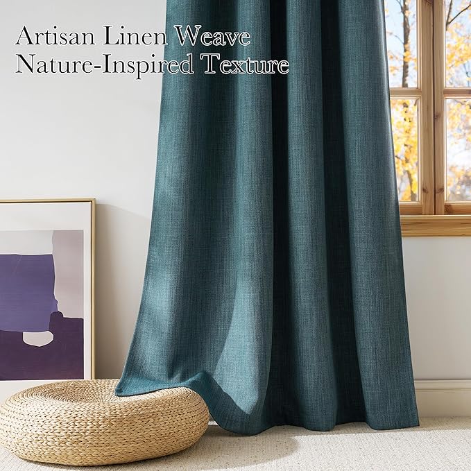 NICETOWN Short Greyish Blue Blackout Curtains 63 inches Long - Image 3
