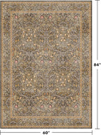 Gold Brown Floral Living Room Rug 5x7 - Image 2
