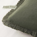 MIULEE Decorative Throw Pillow Covers Neutral Linen Fringe Throw Pillows Euro - Image 2