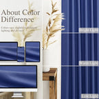 Nanspring Classic Blue Linen Curtains Semi Sheer 96 Inches Long 2 Panels Set - Image 3