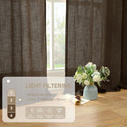 LAMIT Dark Brown Linen Boho Curtains 80 inch Length 2 Panels, Light Filtering - Image 4
