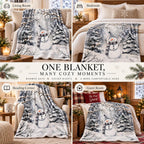 Snowman Winter Throw Blanket 60x80in, Cozy Soft Plush Christmas