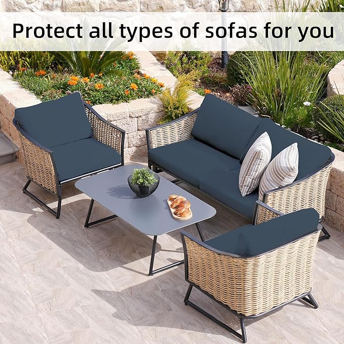8Pcs Stretch Patio Cushion Covers, Outdoor Couch Covers Replacement, Outdoor - Image 4