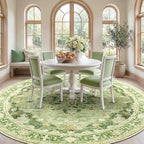 Area Rugs 8ft Washable Non-Slip, Floral Vintage Distress Print Pattern - Image 2