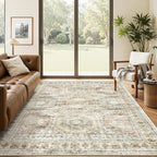 Soalmost 5x7 Area Rugs Brown Pink Low Pile Indoor Washable Trendy Faded Style by Soalmost