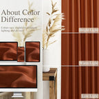 Nanspring Linen Blend Terracotta Curtains 100 inches Long 2 Panel Back Tab Rod - Image 4