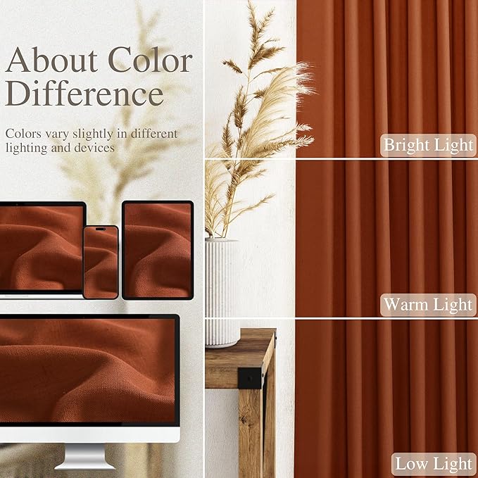 Rust Linen Curtains 95 inches Long 2 Panel Back Tab Rod Pocket Rustic Farmhouse - Image 4