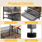 Coffee Bar Organizer for Countertop, Coffee Station Organizer with Removable Dividers, Metal and Wood K Cup Holder Storage Basket for Pods, Syrup, Stirrer and Condiment, Black and Brown