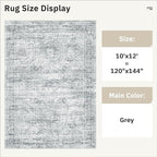 Area Rug 10x12 Vintage Washable Living Room Large Gray Carpet Non Slip Bedroom - Image 6