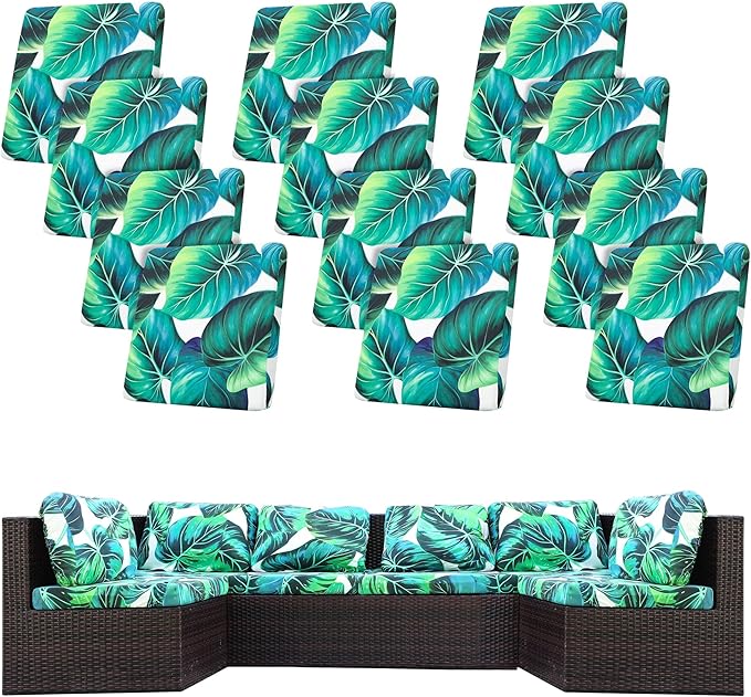 12 Pcs Stretch Patio Cushion Covers, Outdoor Couch Covers Replacement, Outdoor by BIETYONE