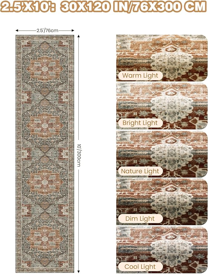 Kitchen Runner Rug Non Slip Washable 2.5x10, Soft Ultra-Thin Entryway Rug - Image 2