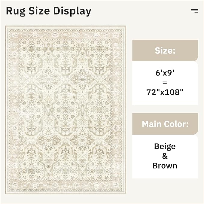 Area Rug 6x9, Washable Rugs, Stain Resistant Gray Area Rugs - Image 5