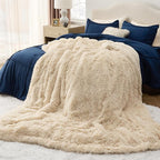 Bedsure GentleSoft Fluffy Beige King Size Blanket - Image 6