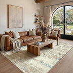 PureCozy 8x10 Area Rug Washable Beige Brown Abstract Living Room Carpet Non - Image 4