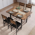 MapleGrace Extendable Dining Table Set for 4 with Built-in Shelf Rack Brown