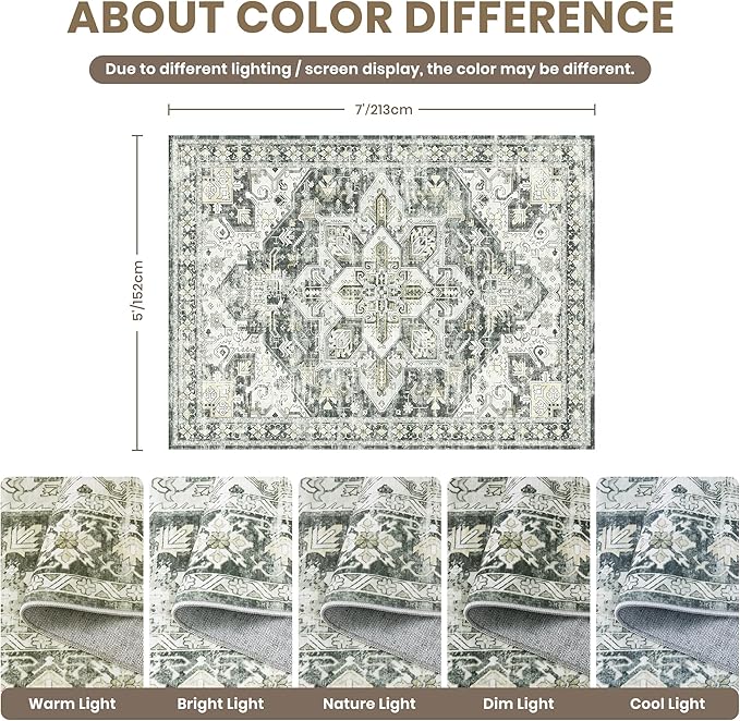 zesthome 5x7 Washable Rug-Stain Resistant Area Rugs - Image 2