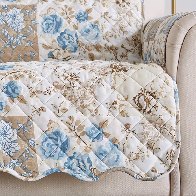 Great Bay Home Reversible Floral Patchwork Loveseat Furniture Protector - Image 2