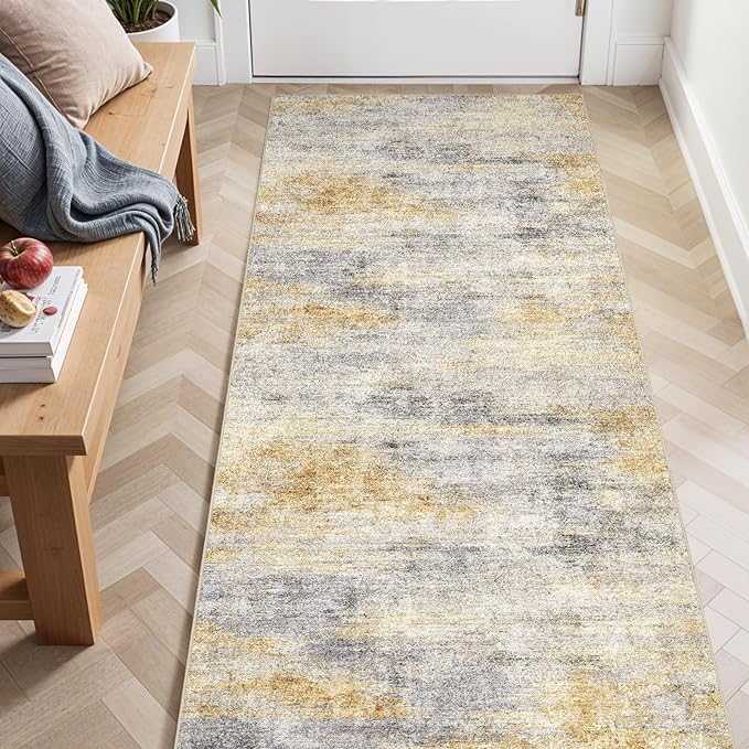 3x6 Washable Kitchen Runner Rug: Modern Abstract Runners - Image 9