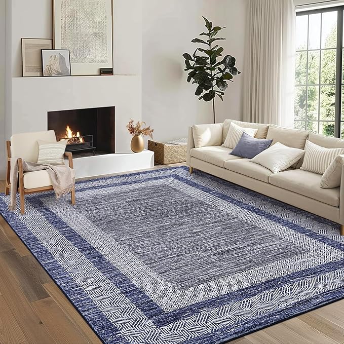GarveeHome Modern Geometric Area Rug 4x6 Distressed Bordered Washable Non Slip by GarveeHome