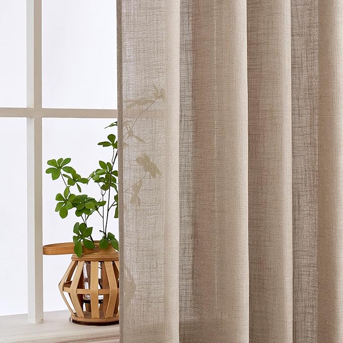 MIULEE Taupe Linen Curtains 63 Inch Length 2 Panels - Image 5