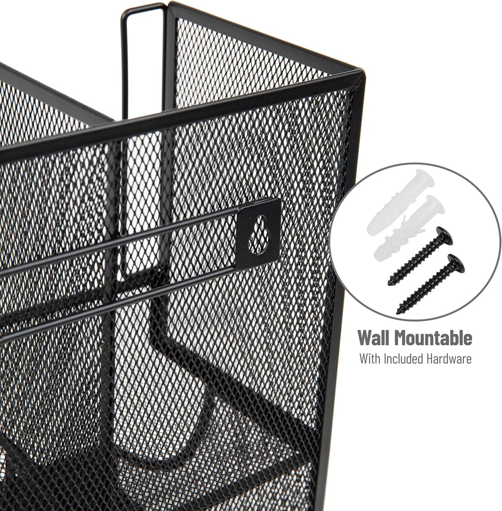 Mind Reader Multipurpose Countertop Organizer, Office Breakrooms, Cup and Condiment Station, Metal Mesh, Black
