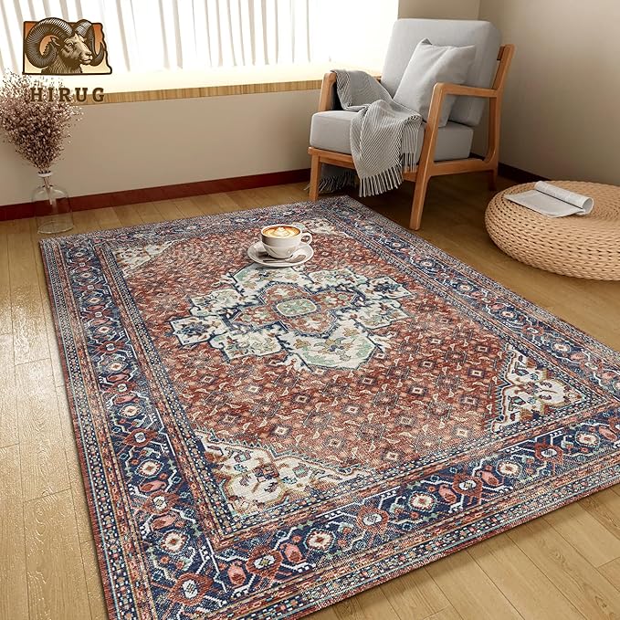 Washable Area Rug 8' x 10' Vintage Traditional Persian Mat - Image 4