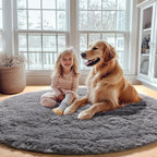 ONASAR Grey Round Rugs 7ft for Living Room, Fluffy Bedroom Circle Area Rug - Image 6
