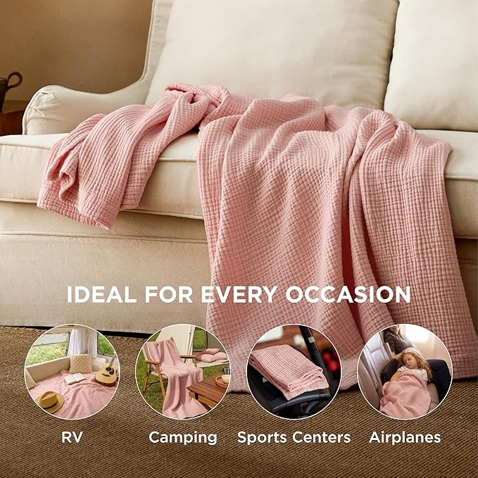 Bedsure 100% Cotton Muslin Blankets - Image 4