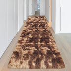 Super Soft Fluffy Living Room Area Rug 3x10 ft Tie-Dyed Brown Shaggy Furry - Image 3