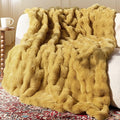 Ultra Soft Cozy Faux Fur Throw Blanket, Fuzzy Plush Thick Bubble Blanket by blunique