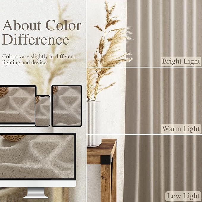 Nanspring Cobblestone Linen Curtains 80 Inch Length - Image 3