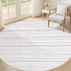 Nakagishi Round Rug Boho Area Rugs: 4x4 Washable Large Circle Neutral Soft by NakagishiAreaRug