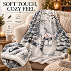 Snowman Winter Throw Blanket 60x80in, Cozy Soft Plush Christmas