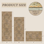 JTJ Brown Kitchen Rug Set of 3, Washable Non Slip Mats with Runner