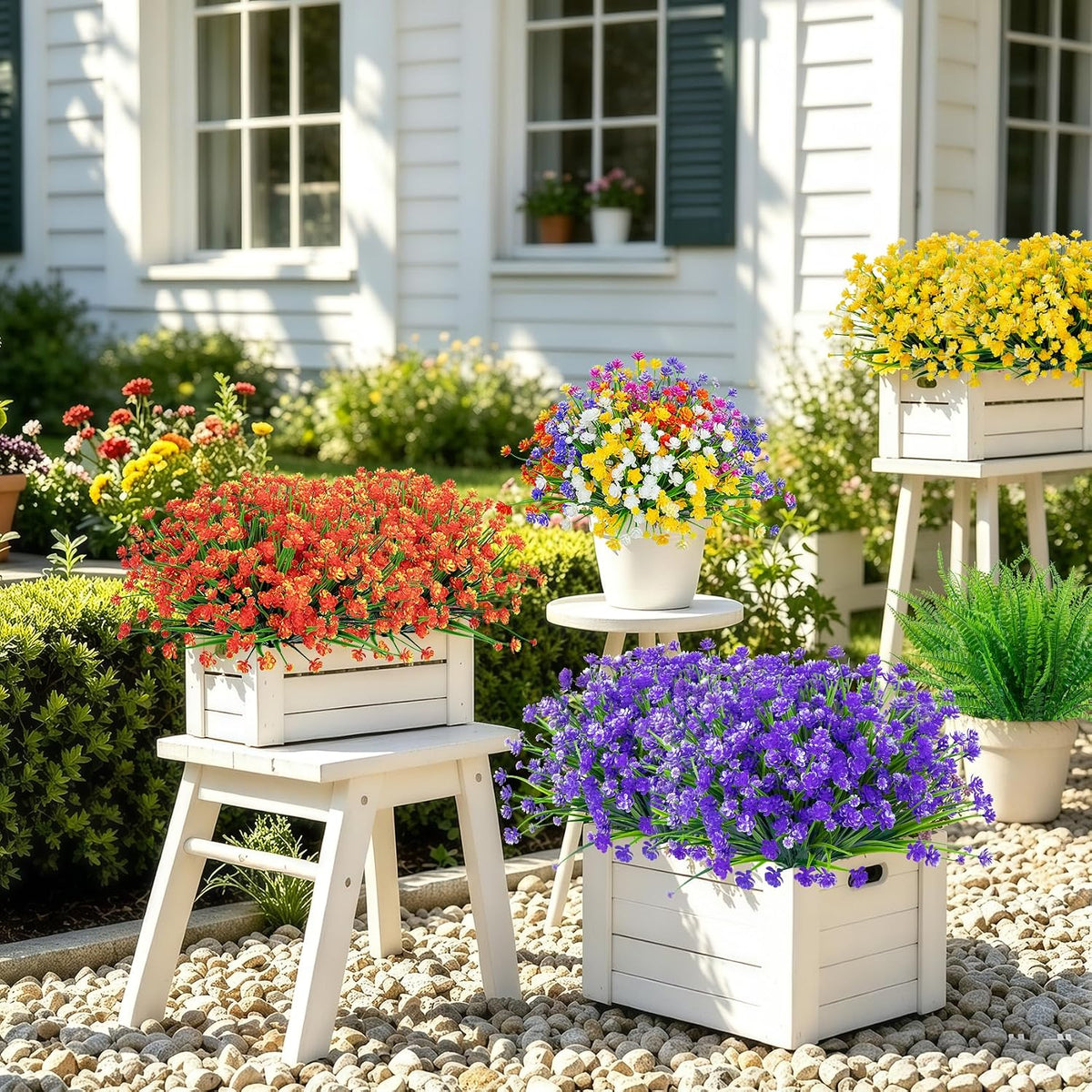 Ouddy Decor 24 Bundles Artificial Flowers for Outdoors Decor, Mixed Color
