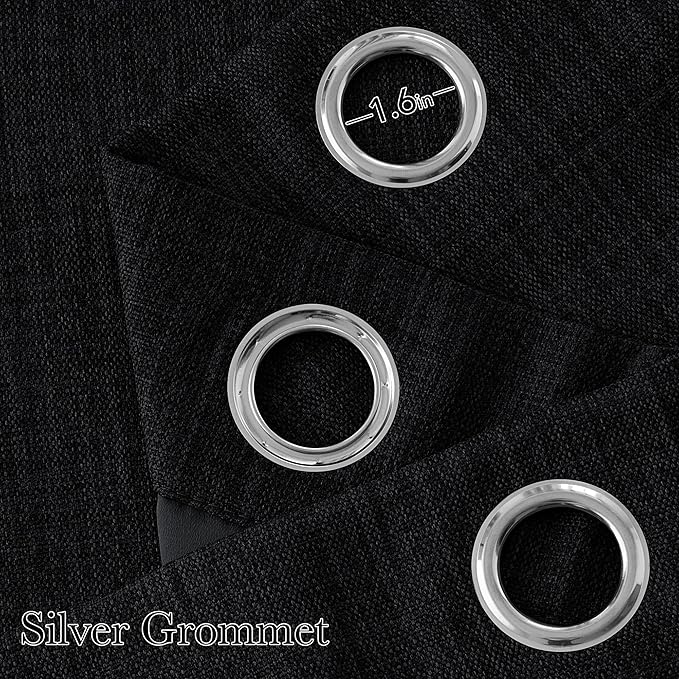 NICETOWN Short Faux Linen Black Blackout Curtains 63 inches Long - Image 2