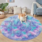 5x5 ft Tie Dye Rainbow Round Rug - Image 5