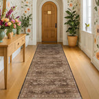 Brown Boho Washable 2x7 Runner Rugs by HazoHaus