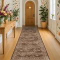 Hazo Haus Brown Neutral Boho Washable 3x12 Extra Long Hallway Runner Rug by HazoHaus