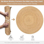Hausattire Jute Braided Hand Woven Rug, 8 Feet Round – Natural, Boho Large Area - Image 9