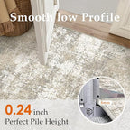 Beige Area Rug 4x6 Machine Washable Modern Abstract Office Carpet Neutral Non - Image 5