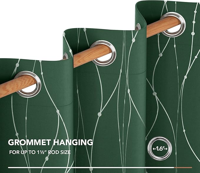 Deconovo Green Curtains, Christmas Blackout Drapes, Thermal Insulated - Image 5