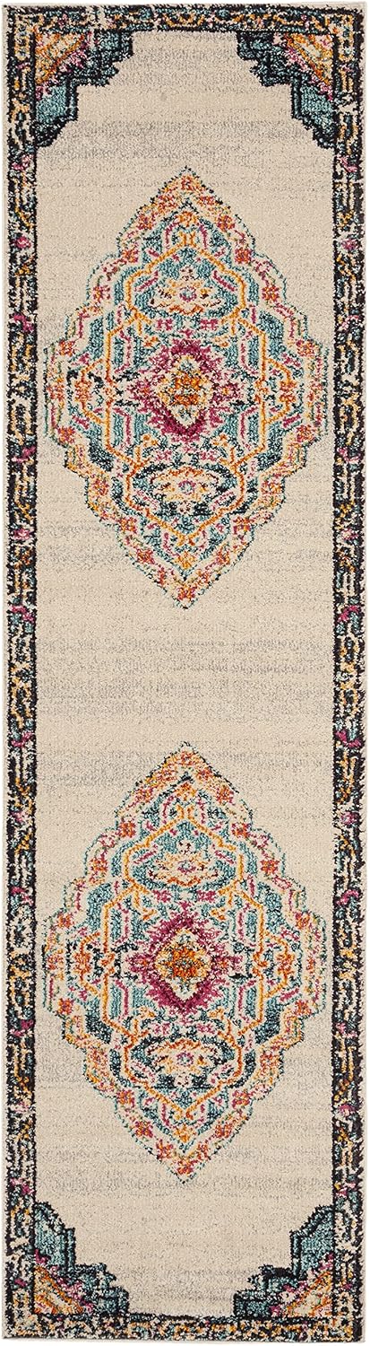 SAFAVIEH Monaco Collection Runner Rug - 2'2" x 8', Multi, Boho Chic Medallion Distressed Design, Non-Shedding & Easy Care, Ideal for High Traffic Areas in Living Room, Bedroom (MNC254F)