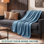 PAVILIA Fleece Throw Blanket, Soft Plush Fuzzy Flannel, Slate Blue 50x60