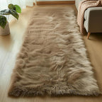 Goolela Furry 2x6 Fluffy Faux Sheepskin Beige Washable Shag Rug by Goolela