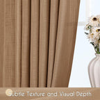 Brown Curtains for Living Room Back Tab Modern Farmhouse Semi Sheer Curtains - Image 3