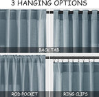 Nanspring Light Blue Linen Curtains Semi Sheer 96 Inches Long 2 Panels Set - Image 2