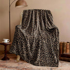 Edenleaf Leopard Print Blanket Fleece Throw for Bed Sofa Travel and Camping, Super Soft Cozy Fluffy Plush Cheetah Print Blanket for All Seasons 50"x60" (Mocha Brown)