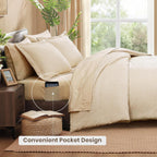 Monbix Queen Comforter Set 7 Pieces Birch Marble Bed in a Bag