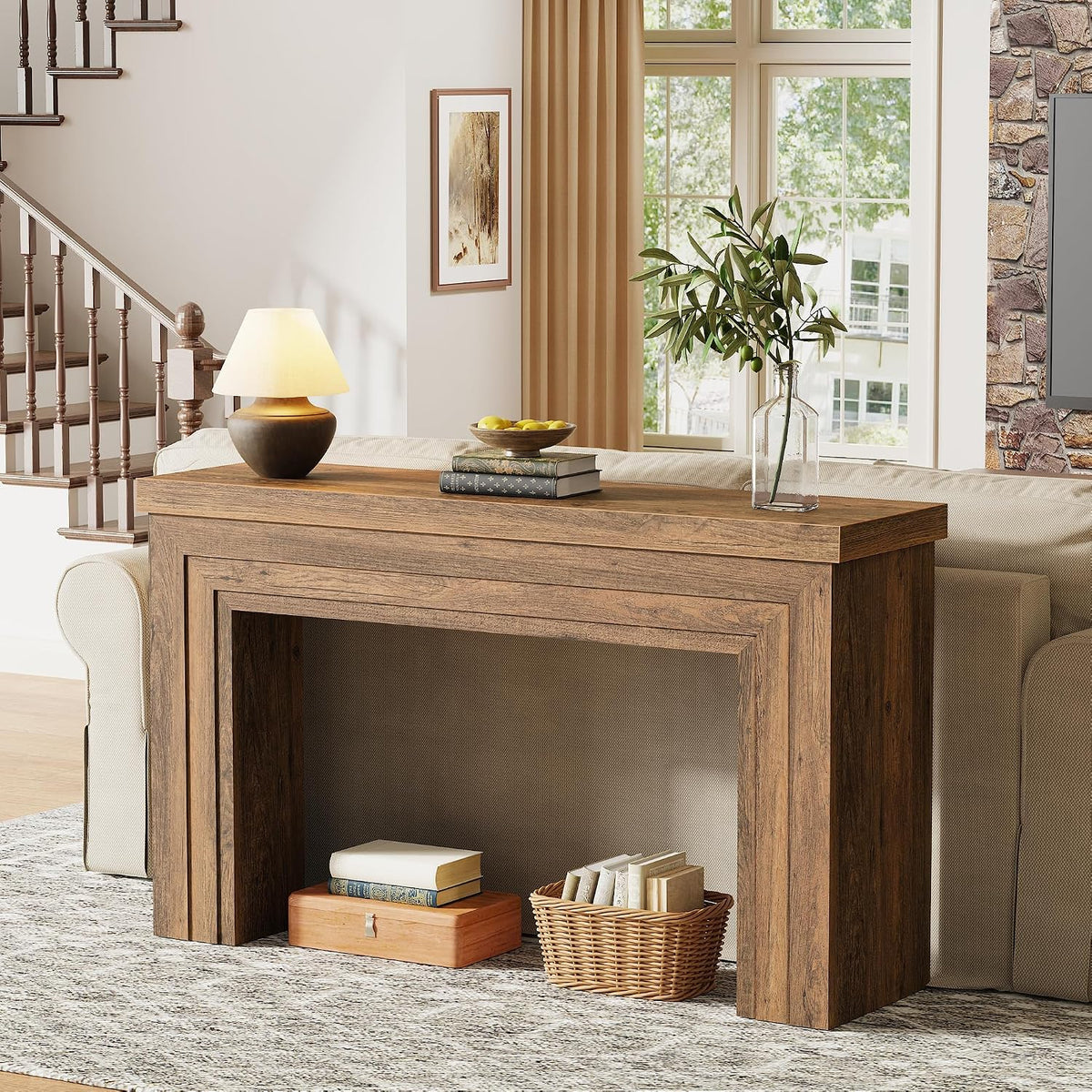 Huuger 54 Inch Entryway Table, Rectangular Console Table for Living Room
